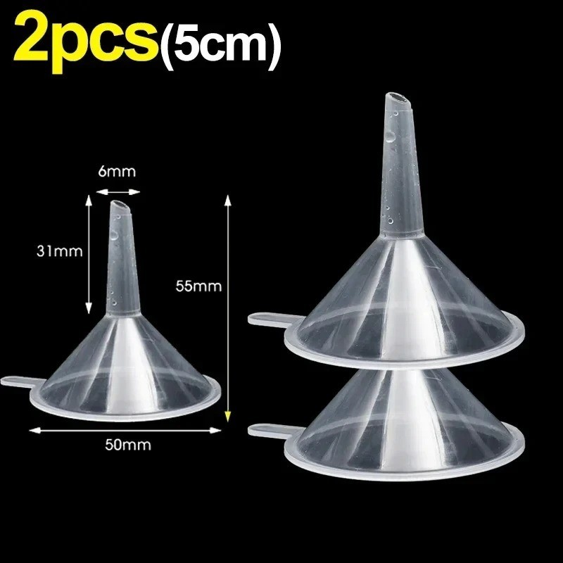 2-50Pcs Mini Funnel 3/5cm Transparent Liquid Oil Funnel Small Mouth Funnel Schoo