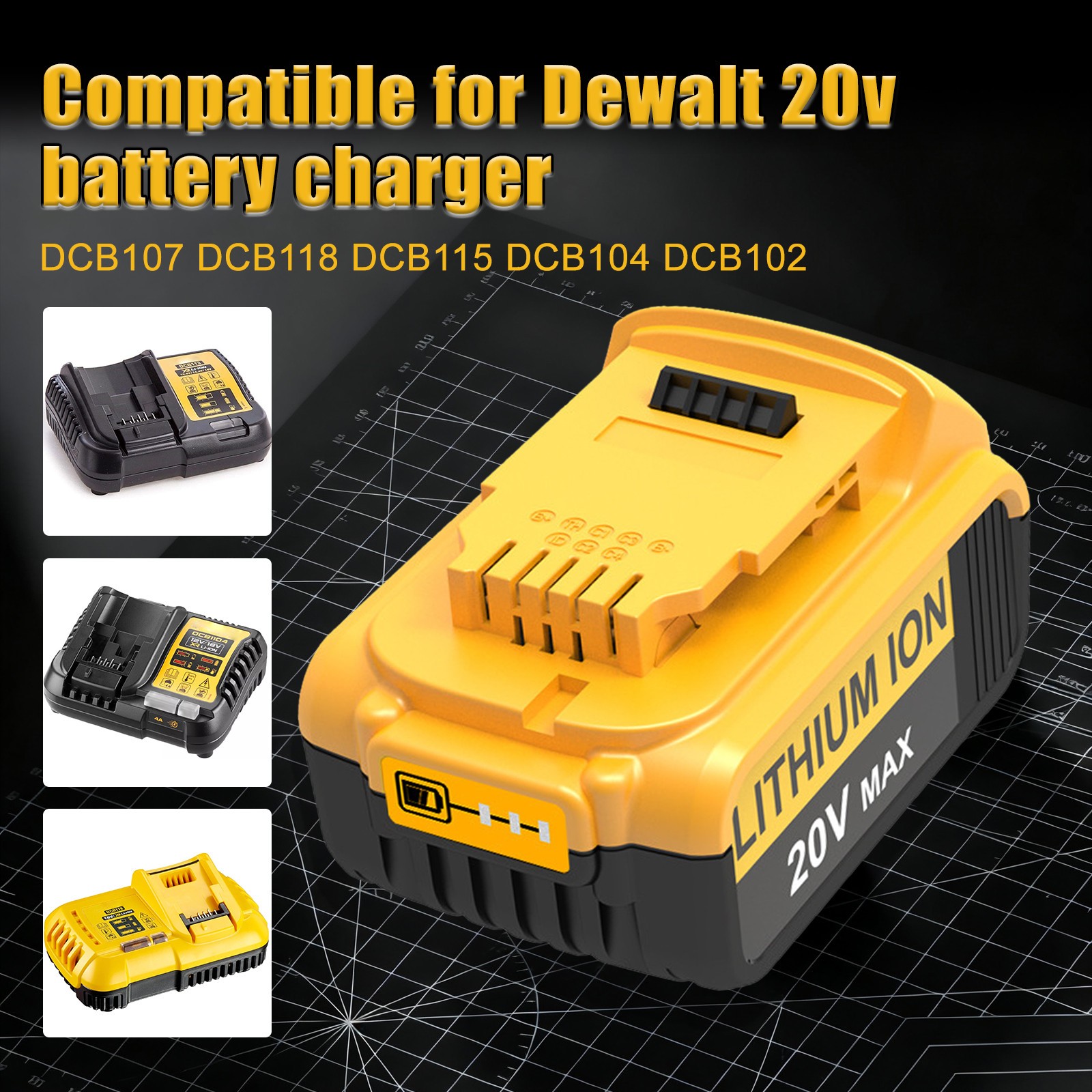 4PC 20V 8.0Ah Lithium-Ion Battery for DeWalt 20 Volt Max XR DCB206 DCB205 DCB200