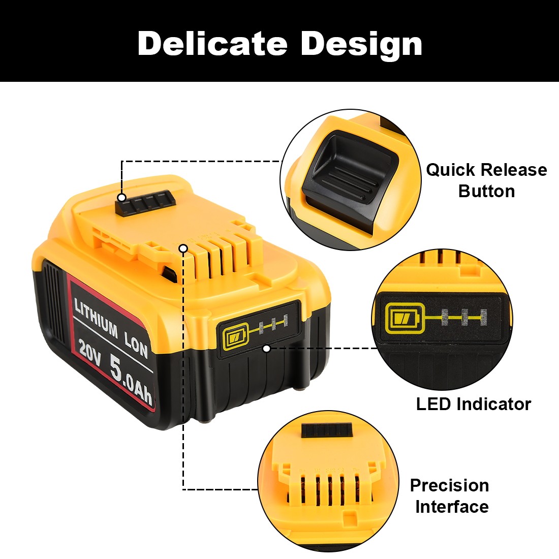 For DeWalt 20V Max 5.0AH Lithium Ion Battery DCB206-2 DCB200