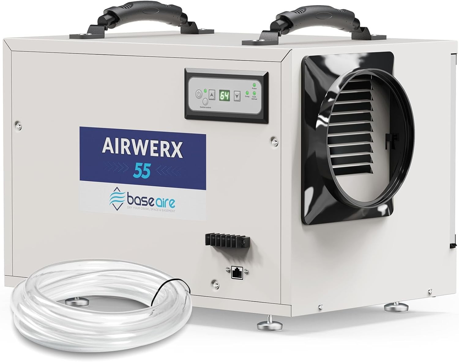 BaseAire 113Pint Crawl Space Dehumidifier with Drain Hose for 1200sq.ft Basement
