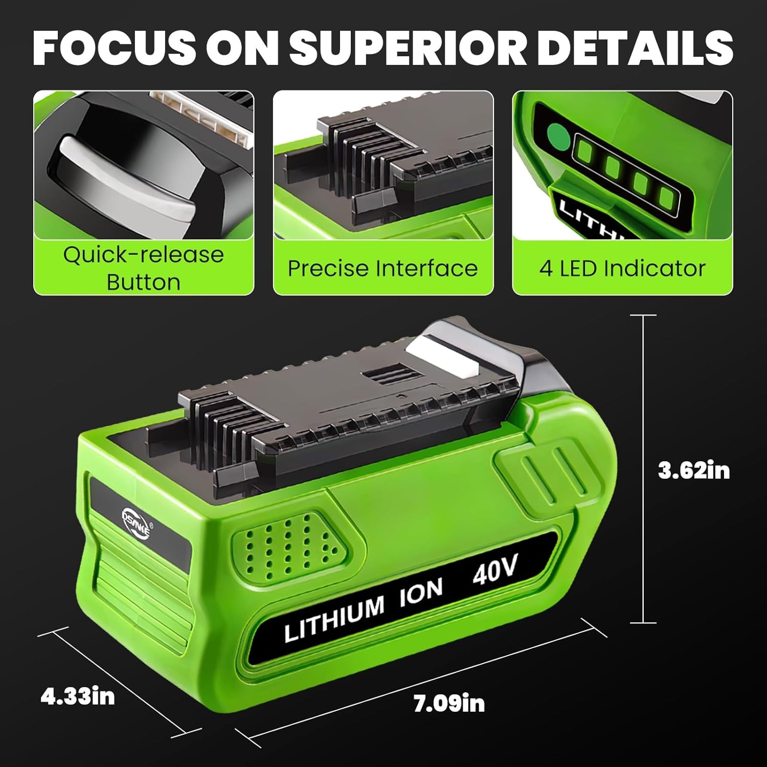 40V 6Ah For Greenworks G-MAX Lithium Battery 29472 29462 29252 20202 40 Volt
