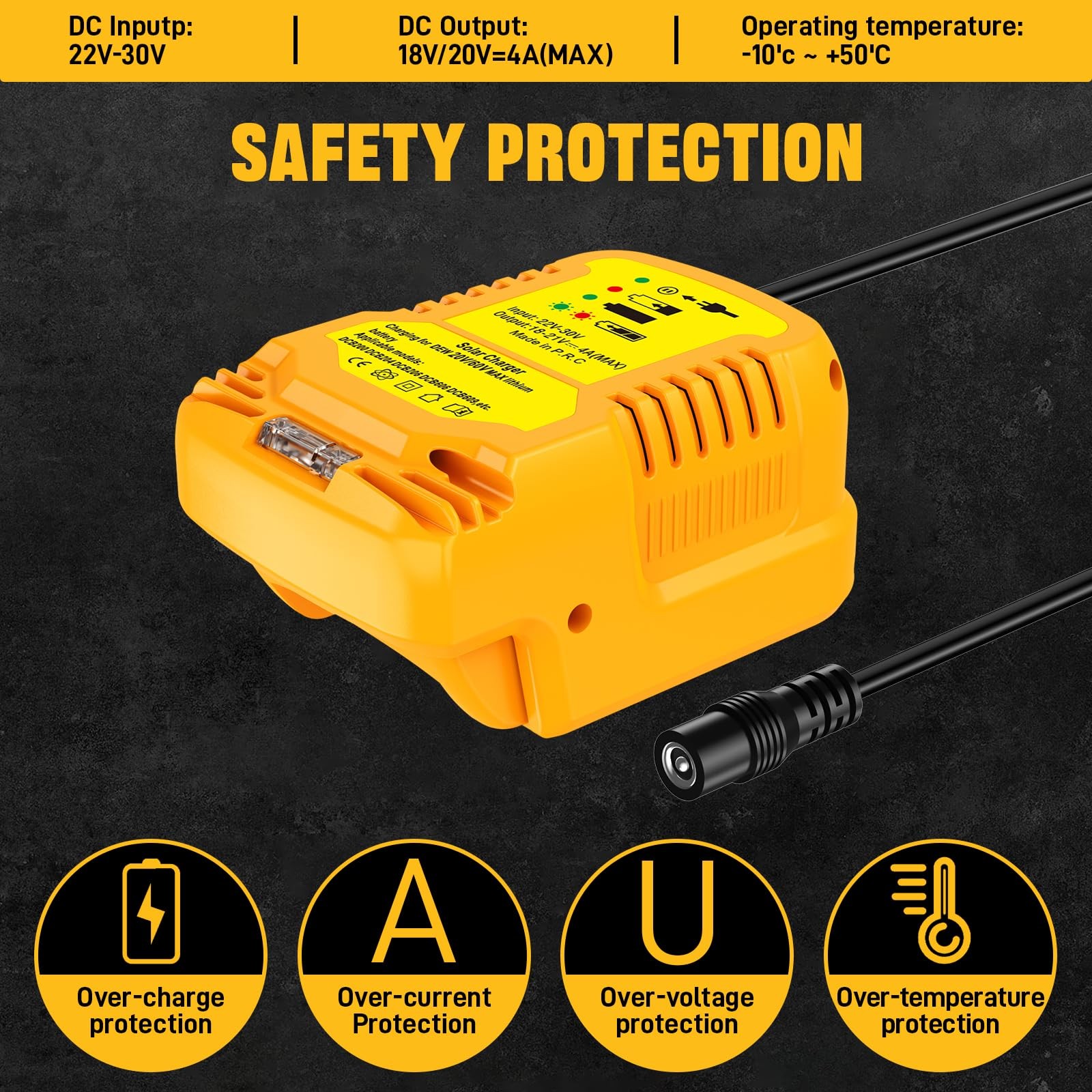 Solar Charger for Dewalt 20V Battery,for Solar Panels（Not Include Work for Ch…