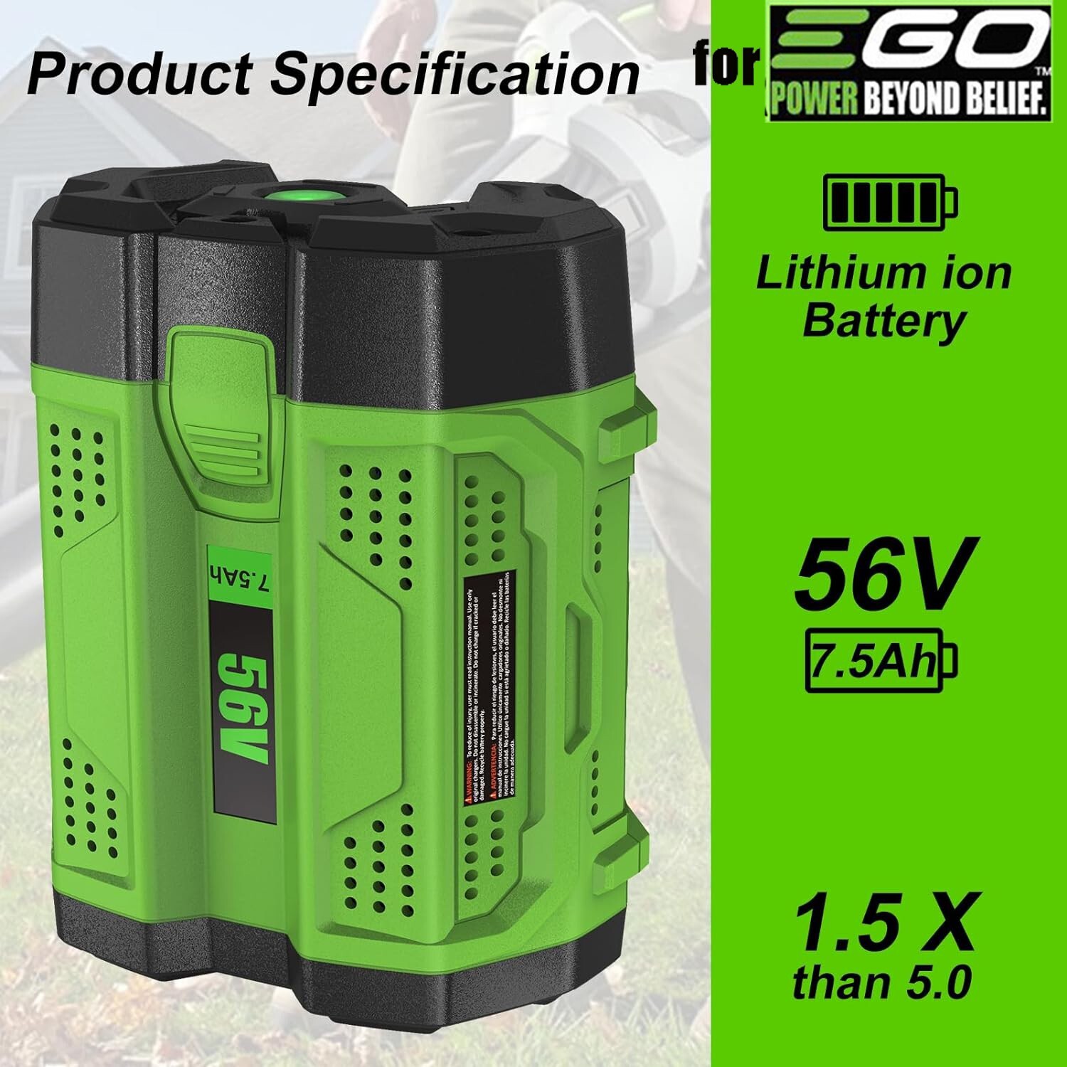 7500mAh 56V Battery For EGO 56V Battery 7.5Ah BA1400T BA2800 BA4200T BA5600T NEW