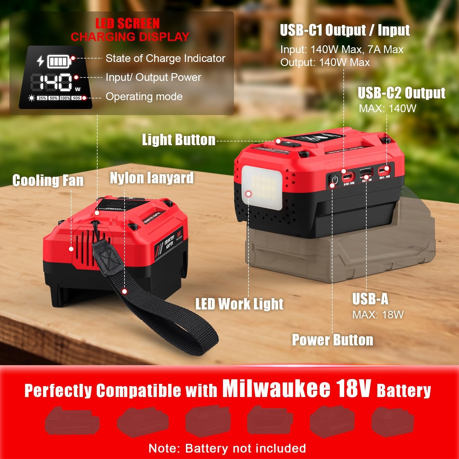 300W Voltage Regulator for Milwaukee 18V Battery 140W USB Charger DIY