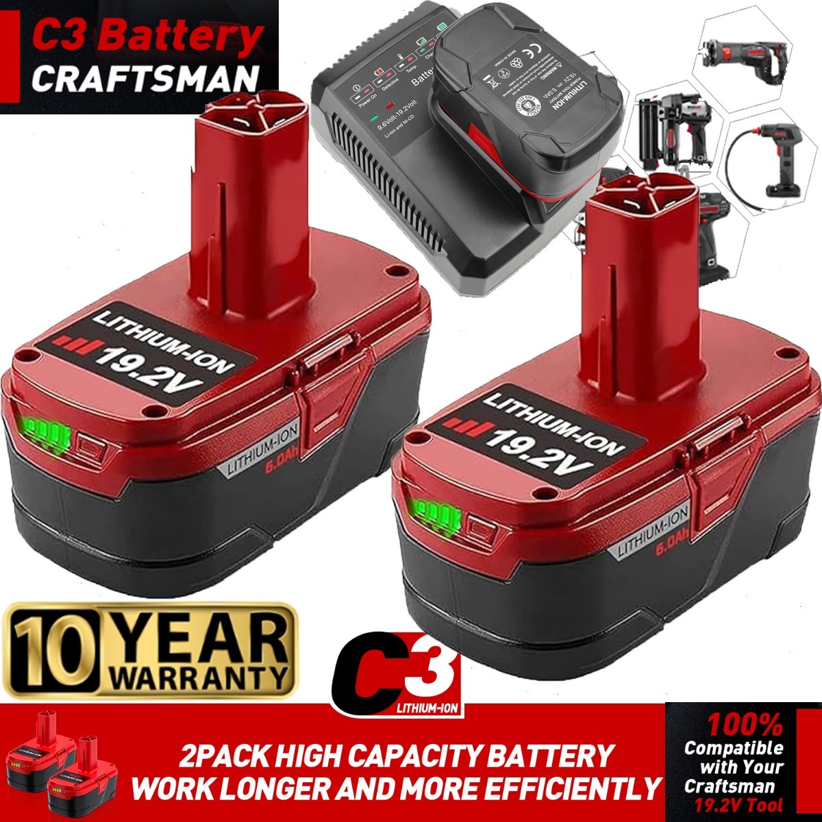 2~4x 19.2V 6.5Ah Lithium For Craftsman C3 DieHard XCP Battery or Charger 11375