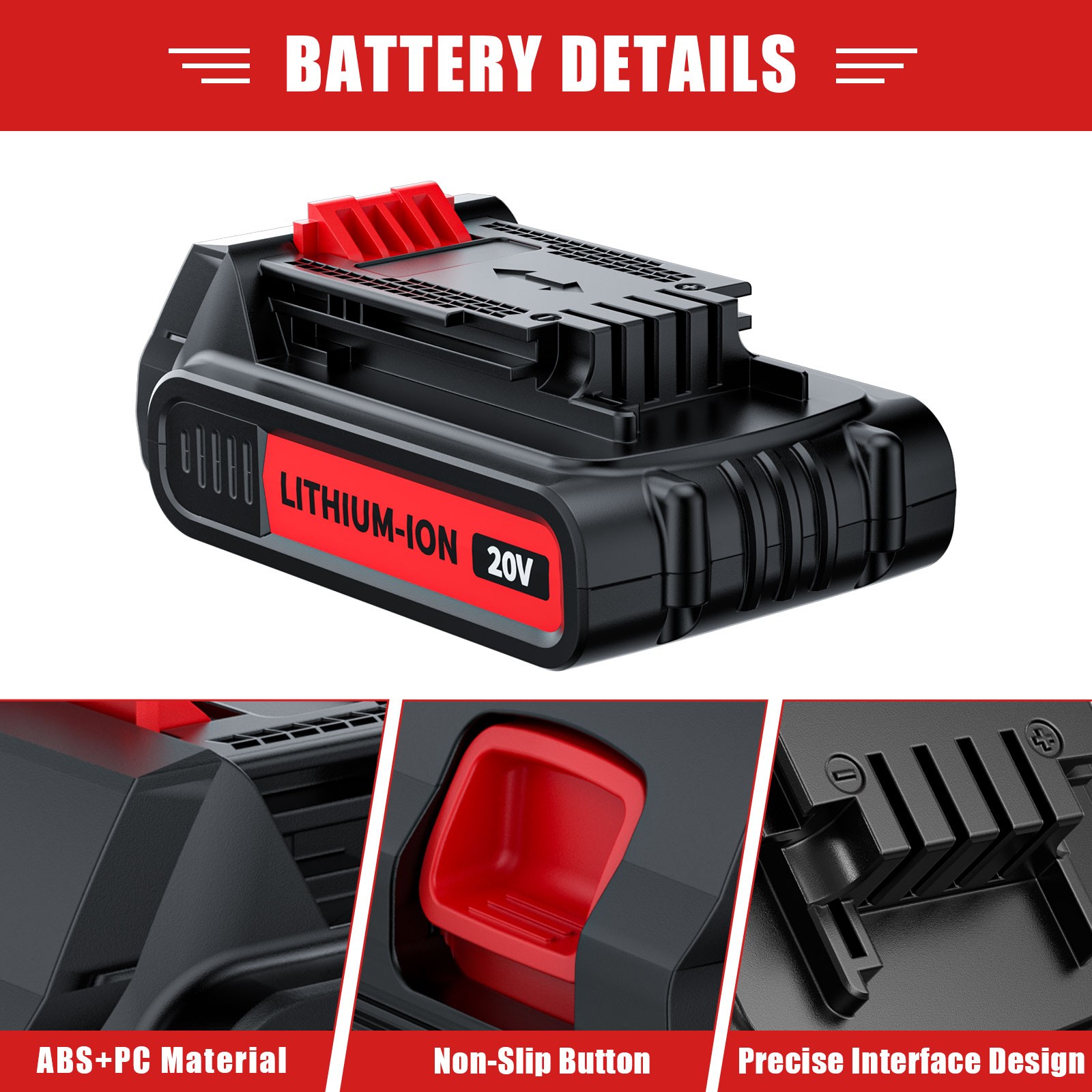 1-2PACK 20V Lithium-ion 3.8Ah Battery for BLACK DECKER 20 Volt LBXR20 LBX20 LB20