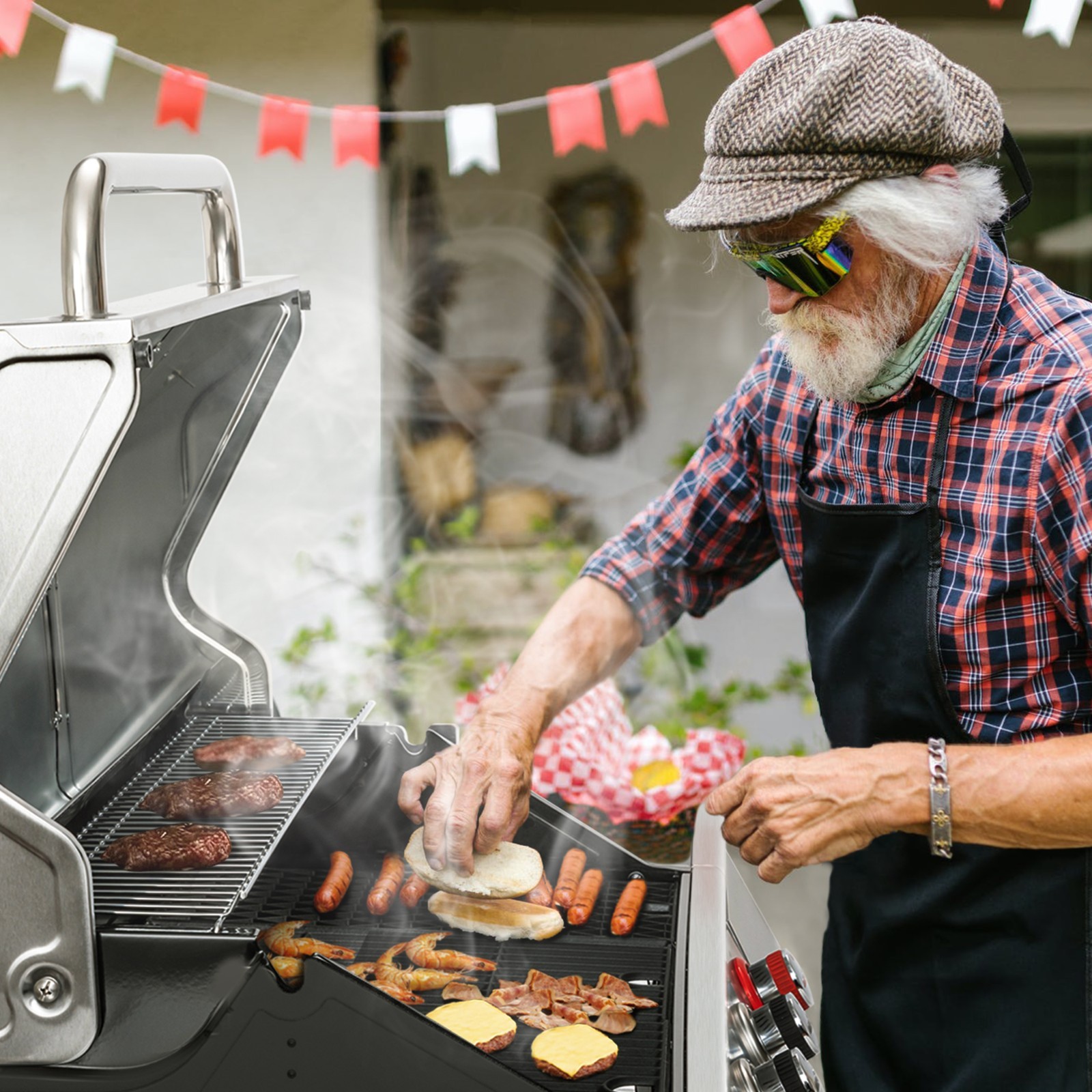 Royal Gourmet Gas Grill Stainless Steel 5-Burner with Rotisserie Kit Outdoor BBQ