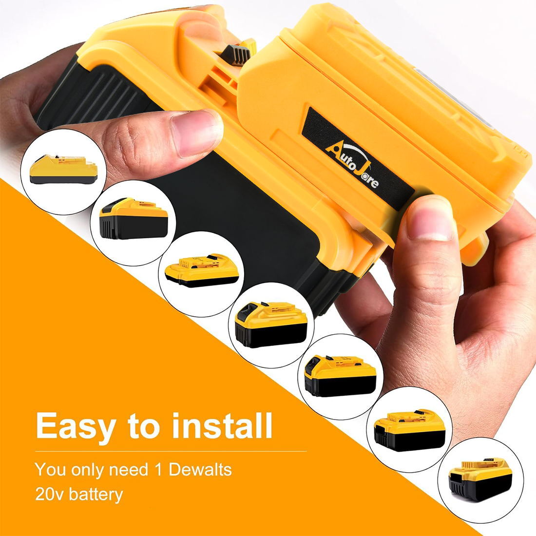 Battery Adapter for Dewalt Battery USB Phone Charger Led Work Light 20V