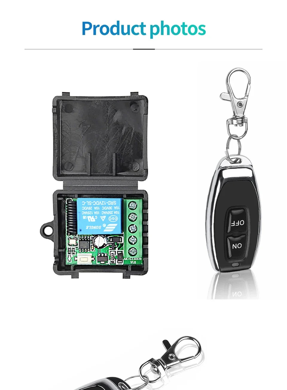 433MHz Wireless Remote Switch DC 12V 1CH RF Relay & 2CH Transmitter Door Lock