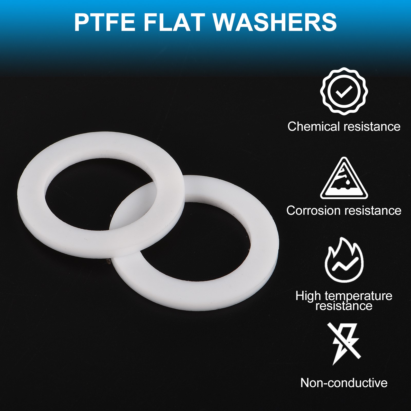 10Pcs PTFE Flat Washers 10x16x2mm Sealing Spacer Flange Gasket White
