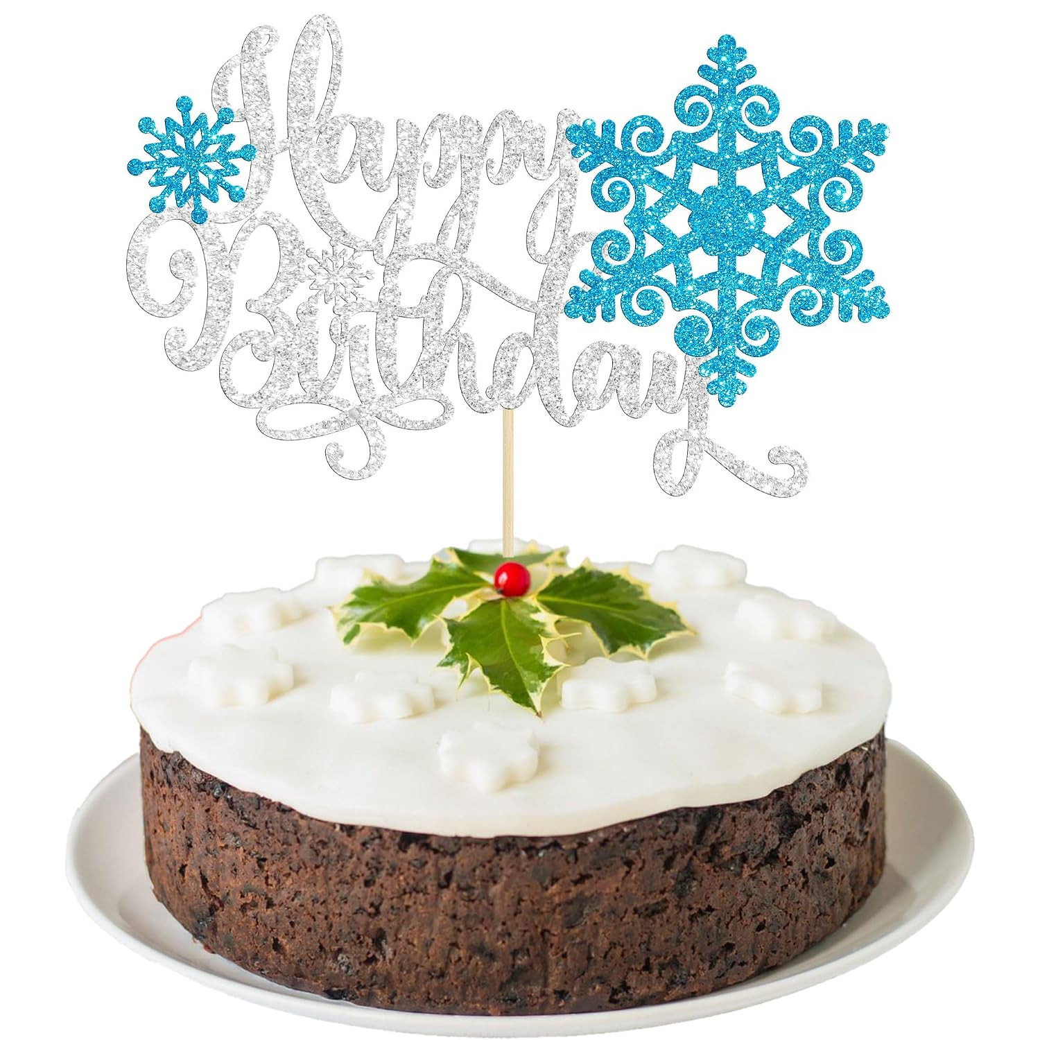 1Pc One Snowflake Cake Topper Glitter Winter Frozen Theme First Birthday Snowfla