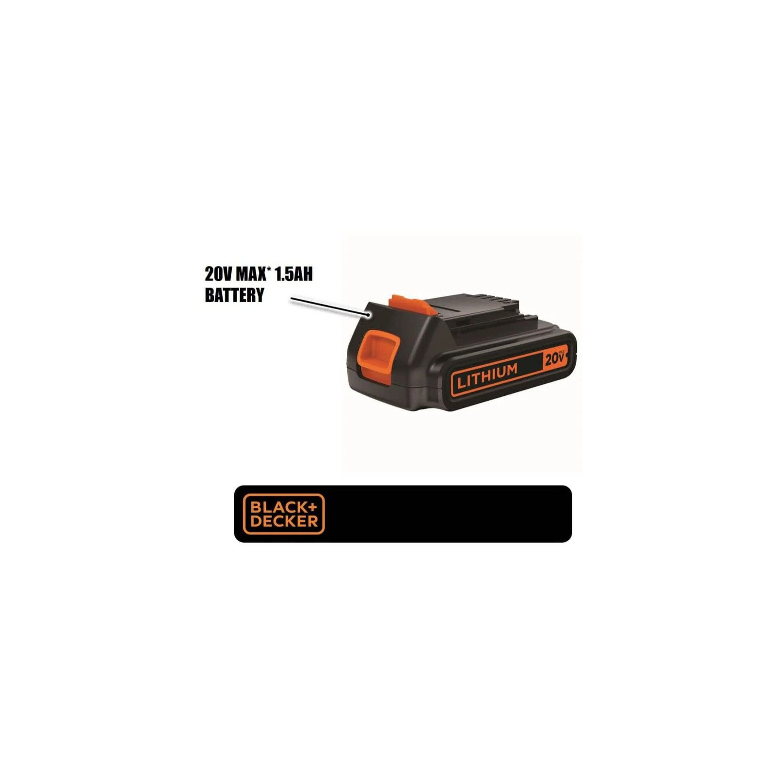 BLACK+DECKER 20V MAX* Powerconnect 1.5Ah Lithium Ion Battery + Charger -LBXR20CK