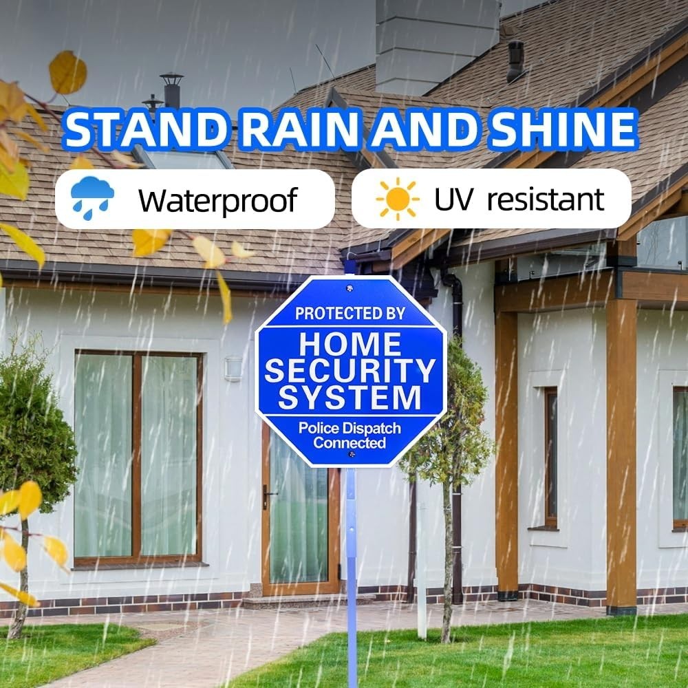 Home Security Sign for Yard 10×28 Police Dispatch Protected Warning With Stake