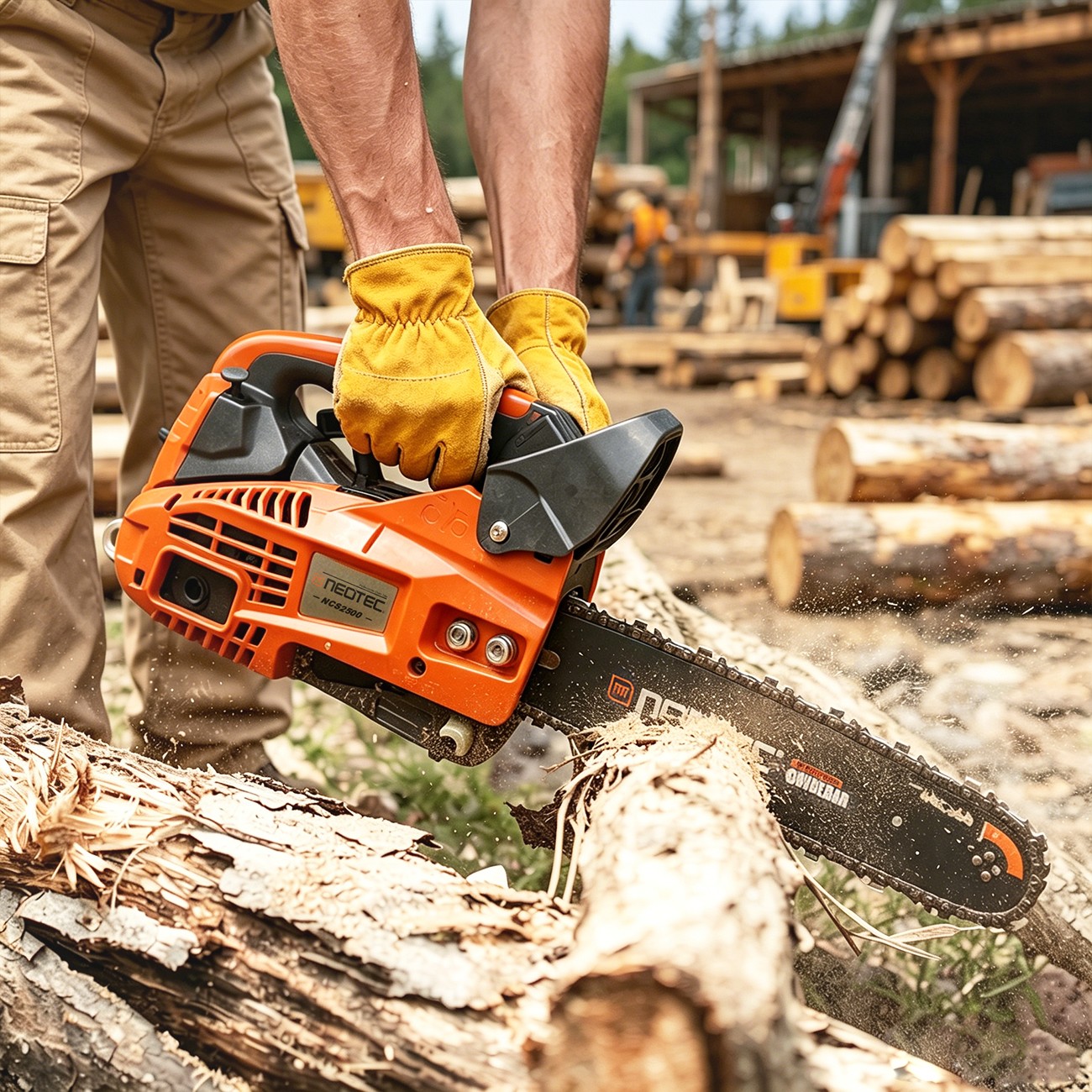 25.4cc Gas Top Handle Chainsaw with 12” Bar Chain 2-Stroke Engine Cut Tree Wood