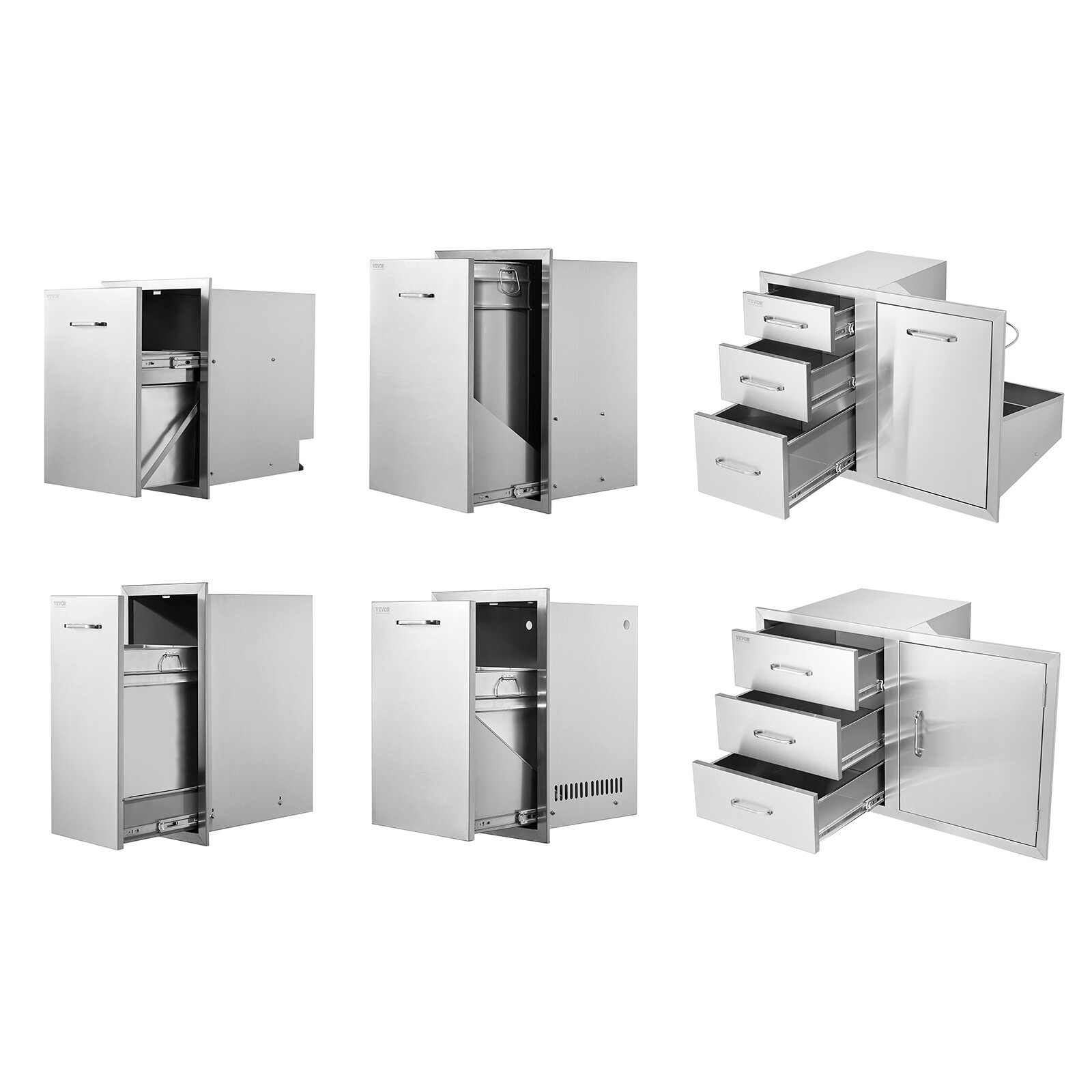 VEVOR Outdoor Kitchen Drawer BBQ Door Combo Pull Out Trash Drawer BBQ Island