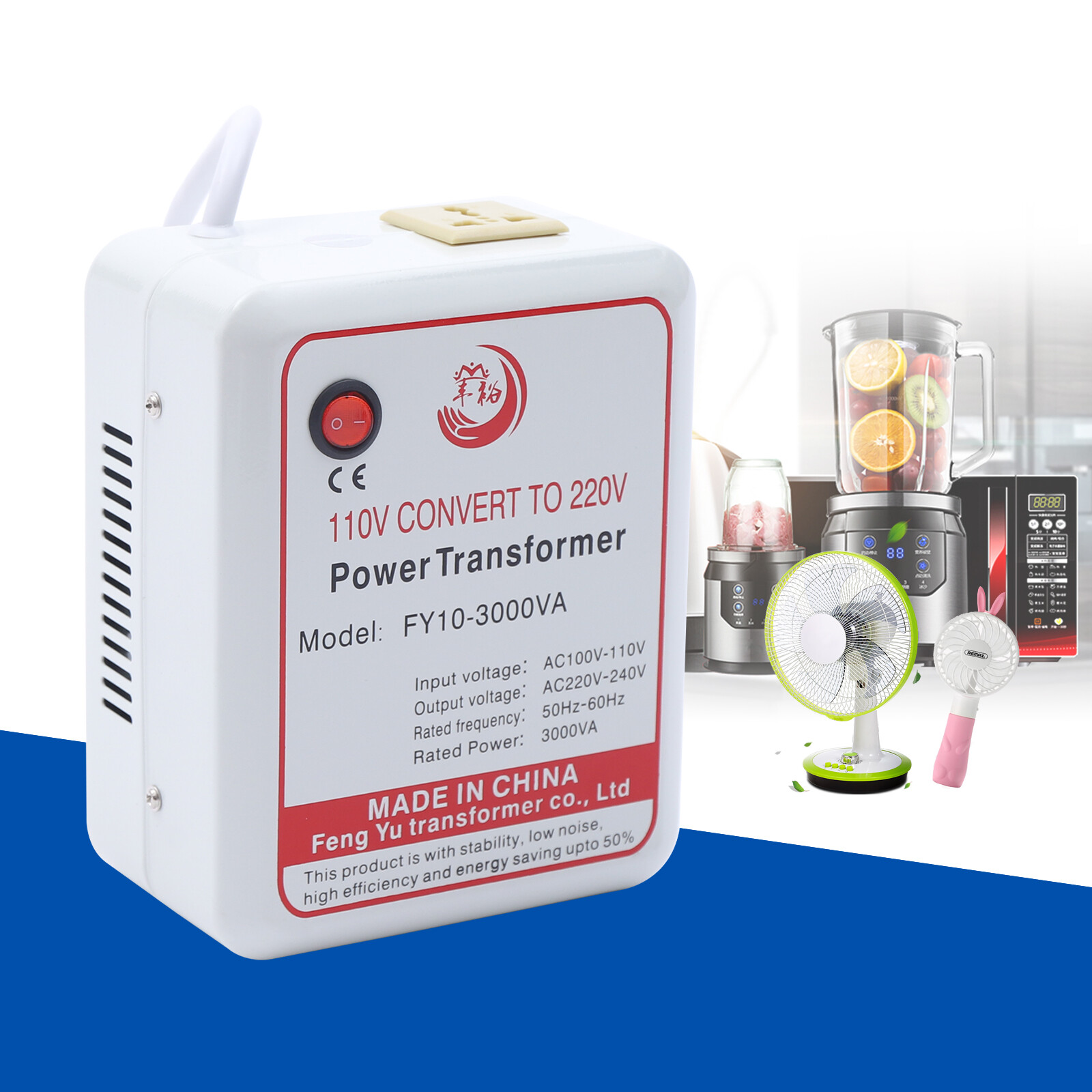 3000W Power Transformer Step Up Voltage Converter Adapter 110V-120V to 220V-240V