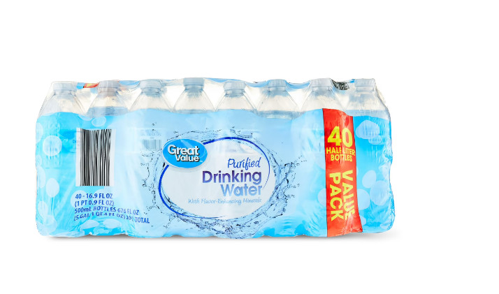 Great Value Purified Drinking Water, 16.9 fl oz Bottles, 40 Count Pack
