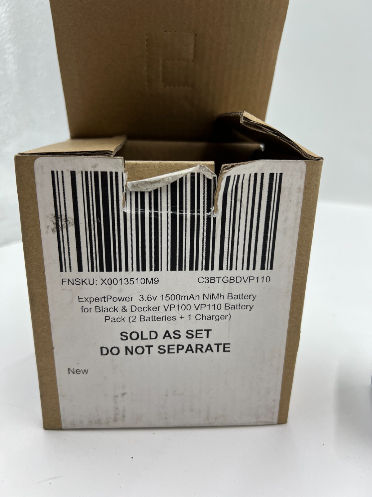 ExpertPower 3.6v 1500mAh NiMh Battery for Black&Decker VP100 2 Battery 1 Adapter