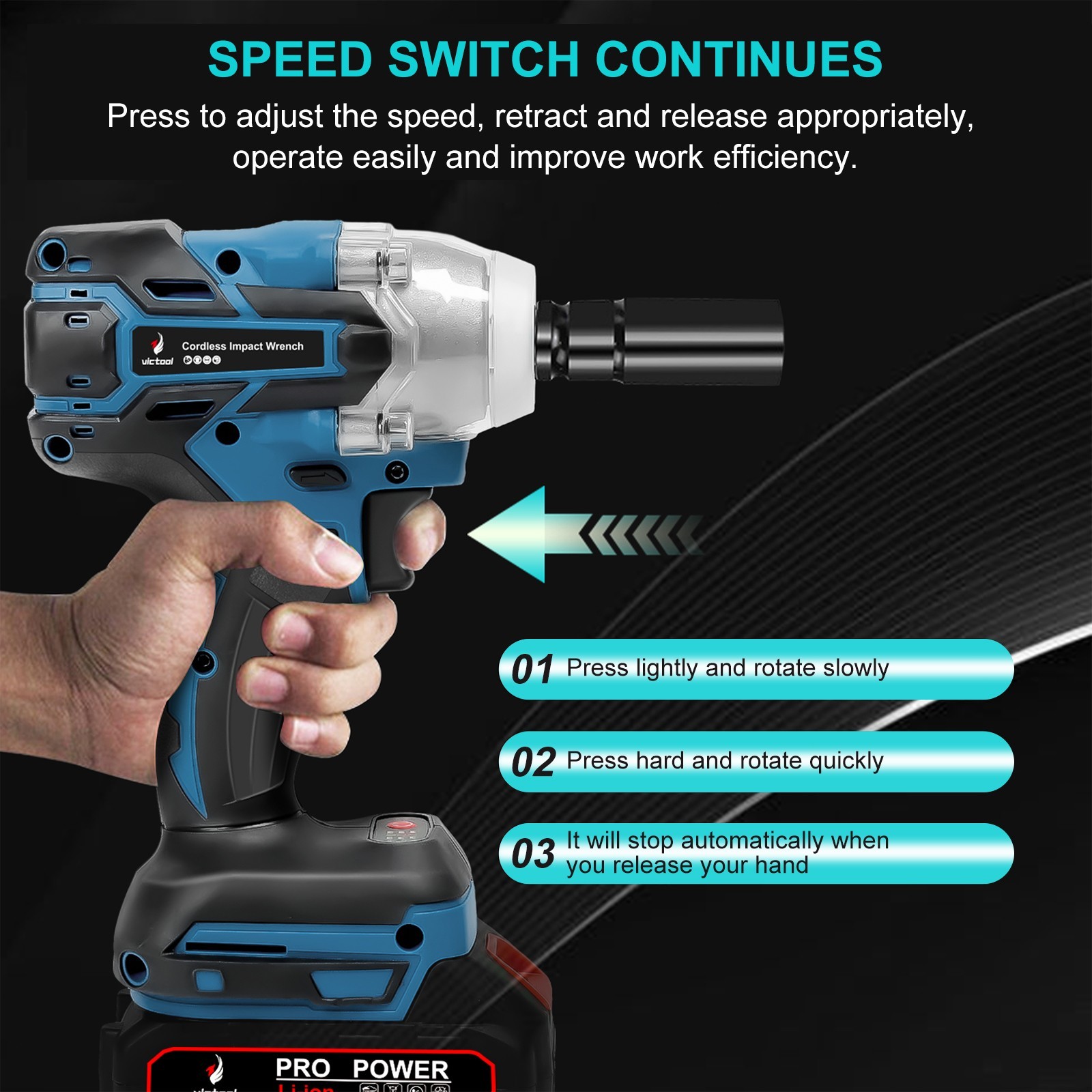 21V Brushless Impact Wrench Cordless Electric Screwdriver Rechargeable Drill Dr