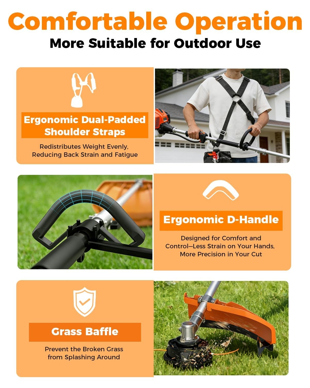 NEOTEC 3-in-1 Multi-Functional Trimming Tools Gas Hedge Trimmer 26CC Weed Eater