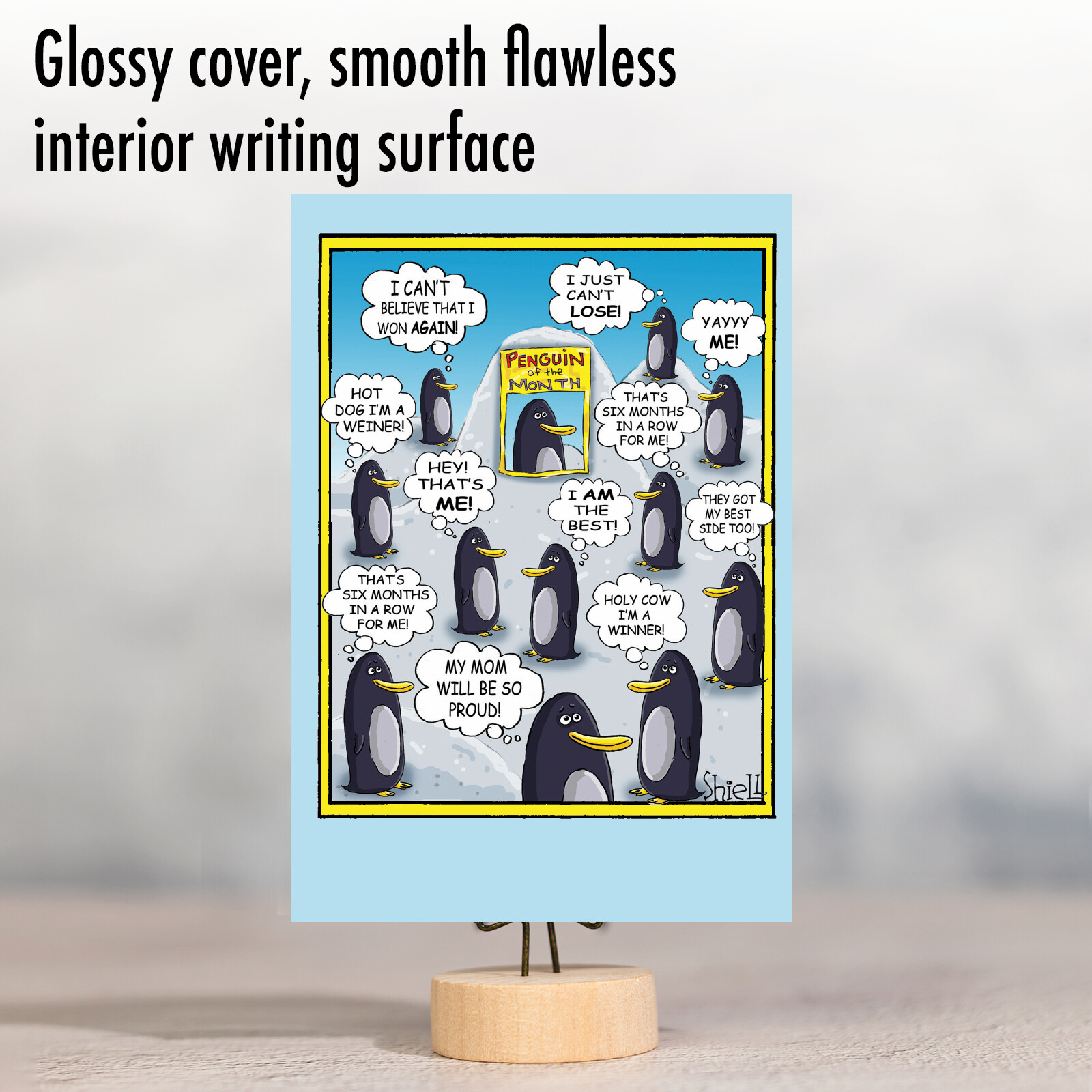 1 Funny Birthday Greeting Card – Bday Penguin of Month – w/ Envelope, US-Made