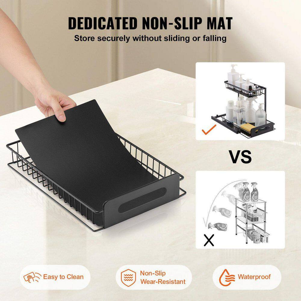 2-Piece 2-Tier Wire Pull-Out Cabinet Organizer – 10.7 In. X 14.2 In. under Sink