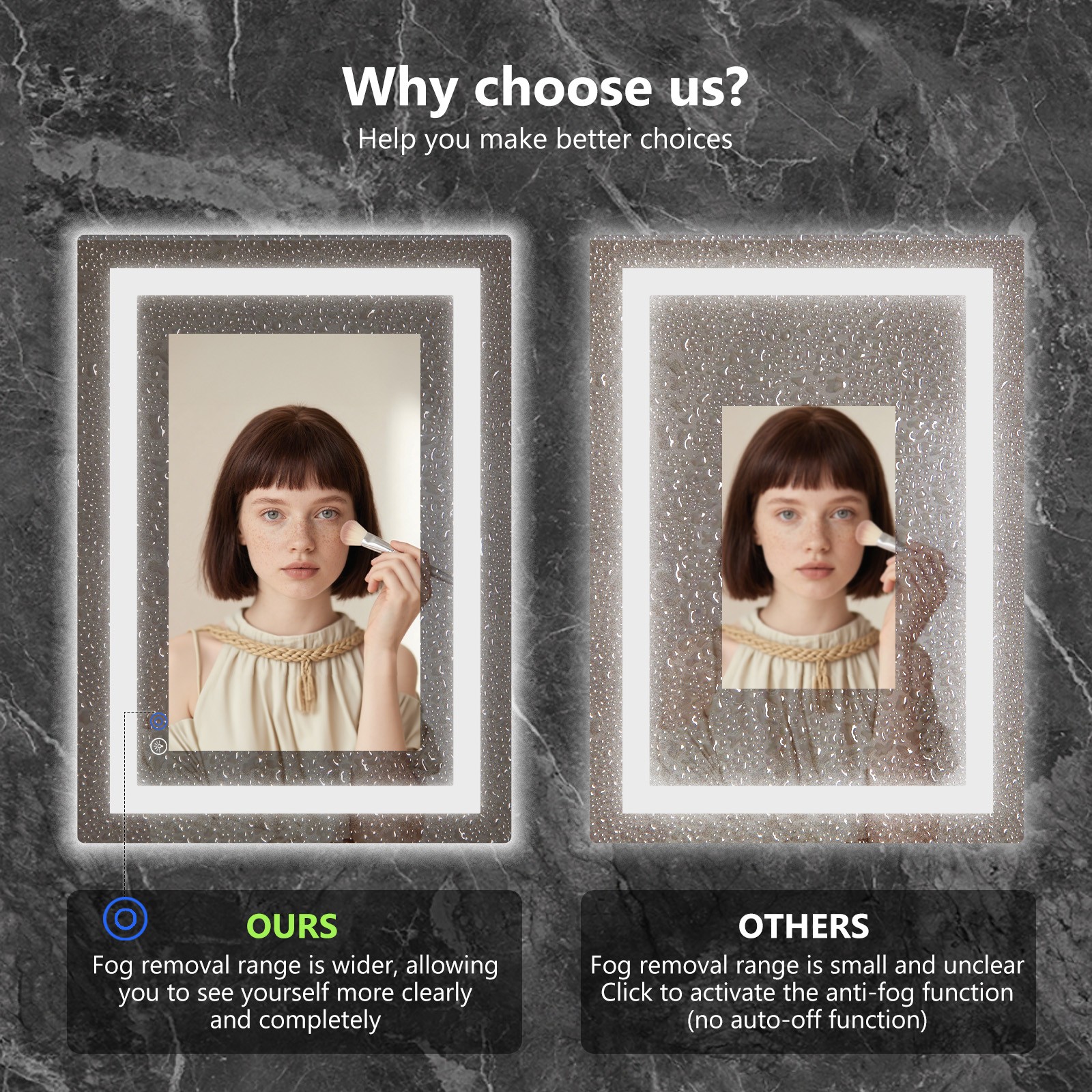 Dual LED Lighted Bathroom Mirror,Smart Memory Function,Anti-Fog Vanity Mirror