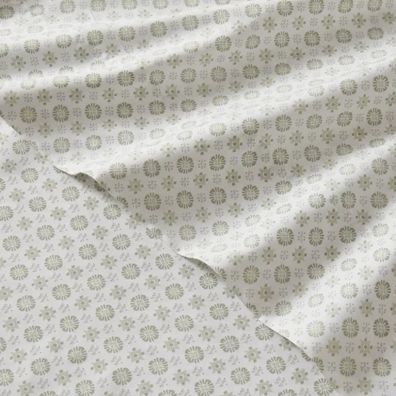 Purely Organic 100% Turkish Organic Cotton Sheet Set Queen Sierra Foulard Sage
