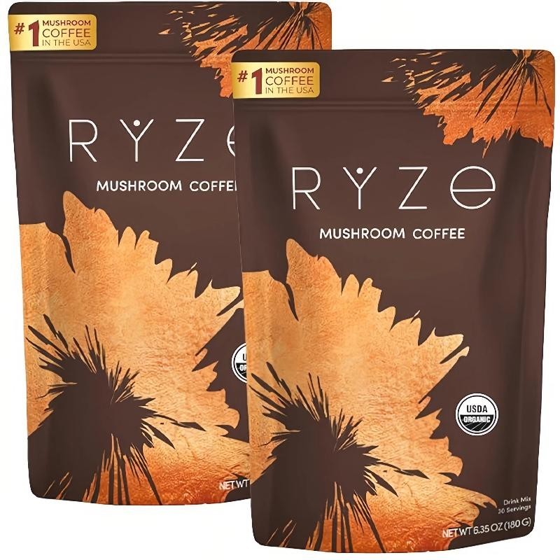 2PackMushroom Coffee Starter Kit, USDA Organic Instant Coffee with 6 Adaptogenic