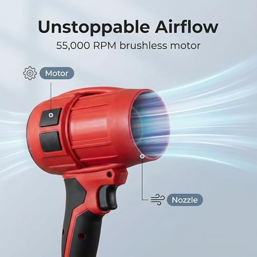 Power Leaf Blower,21V Cordless Leaf Blower, 2X 4.0Ah Batteries Handheld