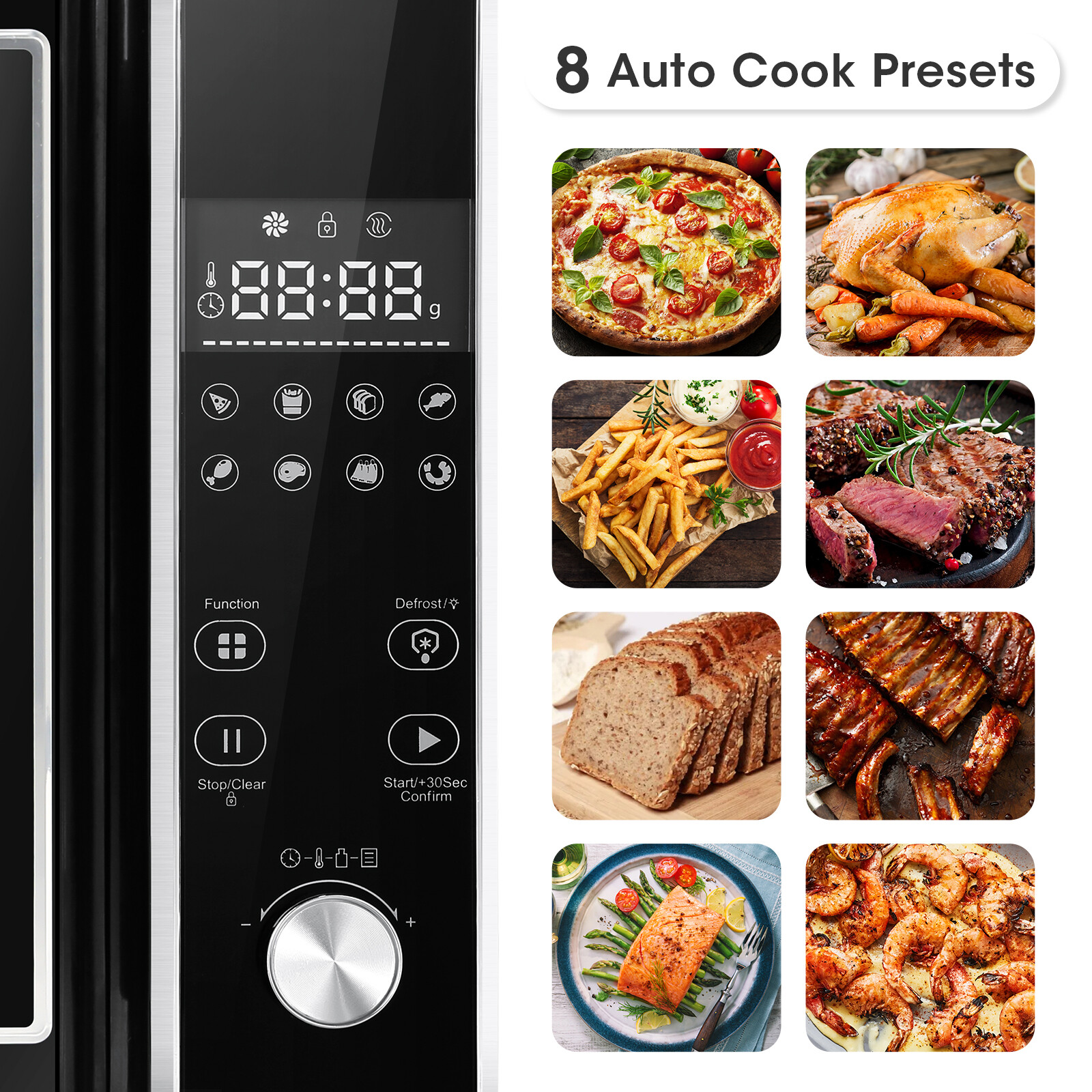 3-in-1 Air Fryer Microwave Oven Combo 1800W Countertop Convection Kitchen Oven