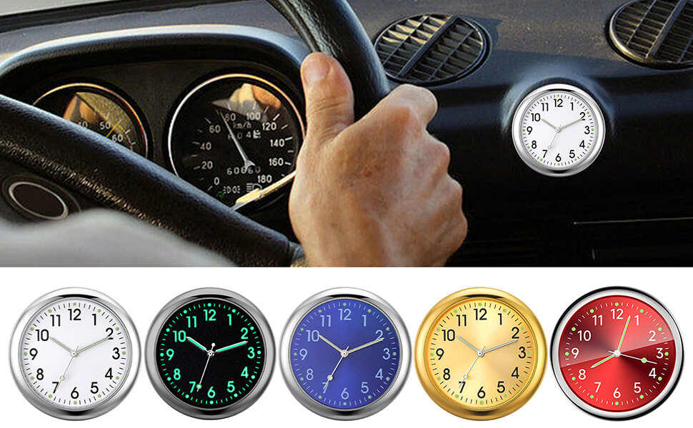 Car Dashboard Clock Mini Tiny Analog Clock Watch for Vehicle Stick On Clock USA