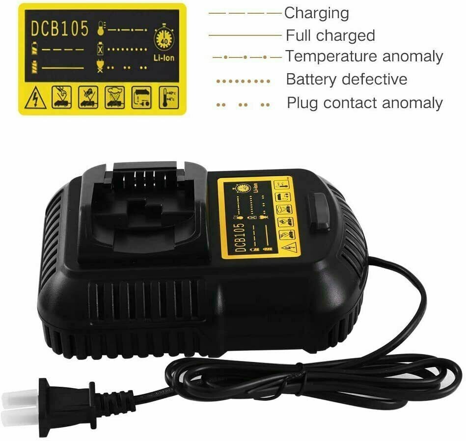 2X Replacement For DeWalt DCB206-2 20 Volt 6Amp Battery DCB105 Charger DCB206-2