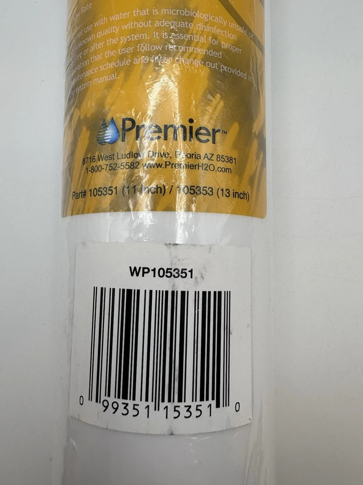 Premier Pre-carbon Filter WP105351 for 105351 105353 Removes Chlorine Taste Odor