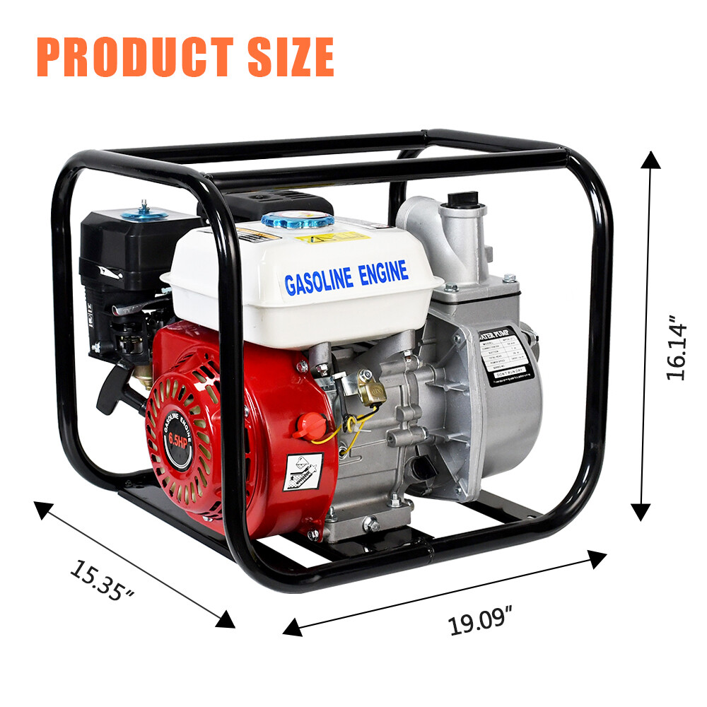 2″ 6.5 HP 4-Stroke Gasoline Semi-Trash Water Pump High-Pressure Transfer Pump