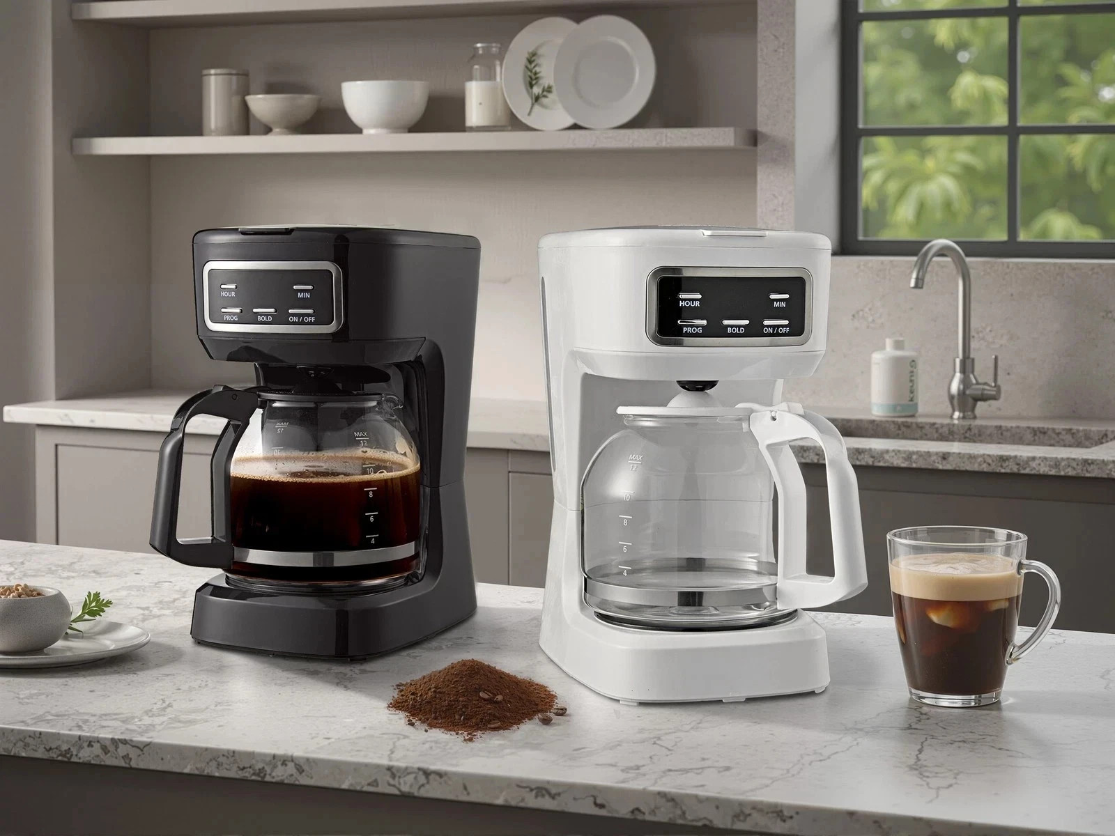 Mainstays 12-Cup Black Programmable Drip Coffee Maker , Black -New