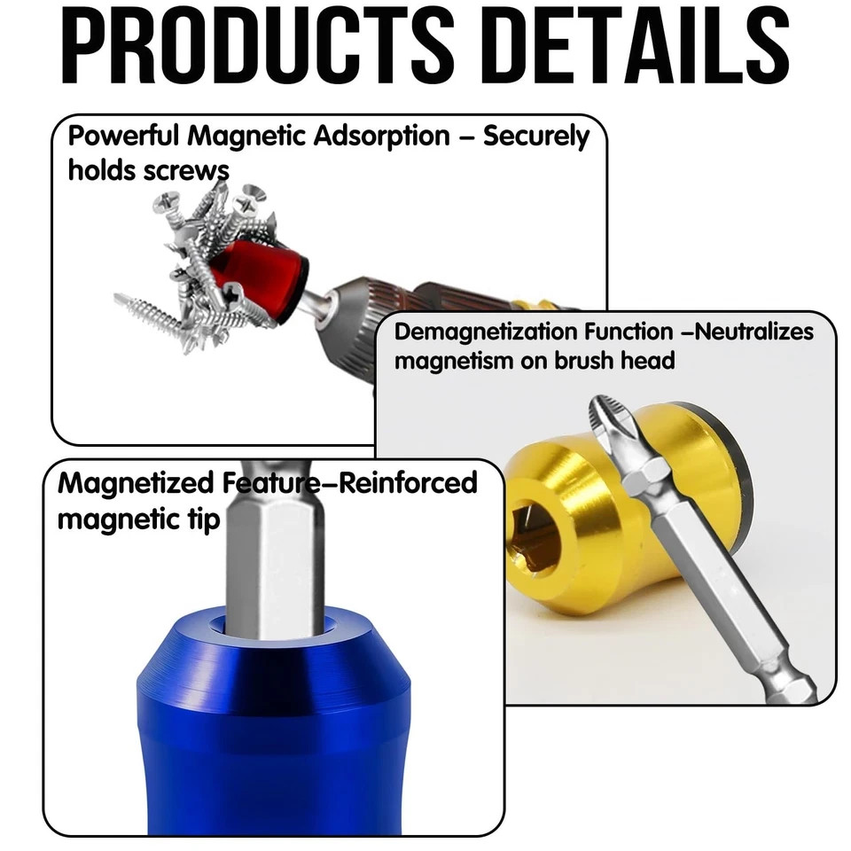 3Pcs Magnetic Screwdriver Head Ring Set for Drills Power Bits – DIY Repair Tool
