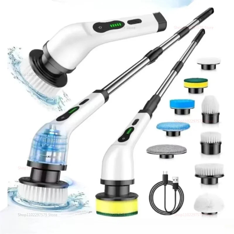 9 in 1 Electric Spin Scrubber Cordless Cleaning Brush Shower Scrubber Adjustable