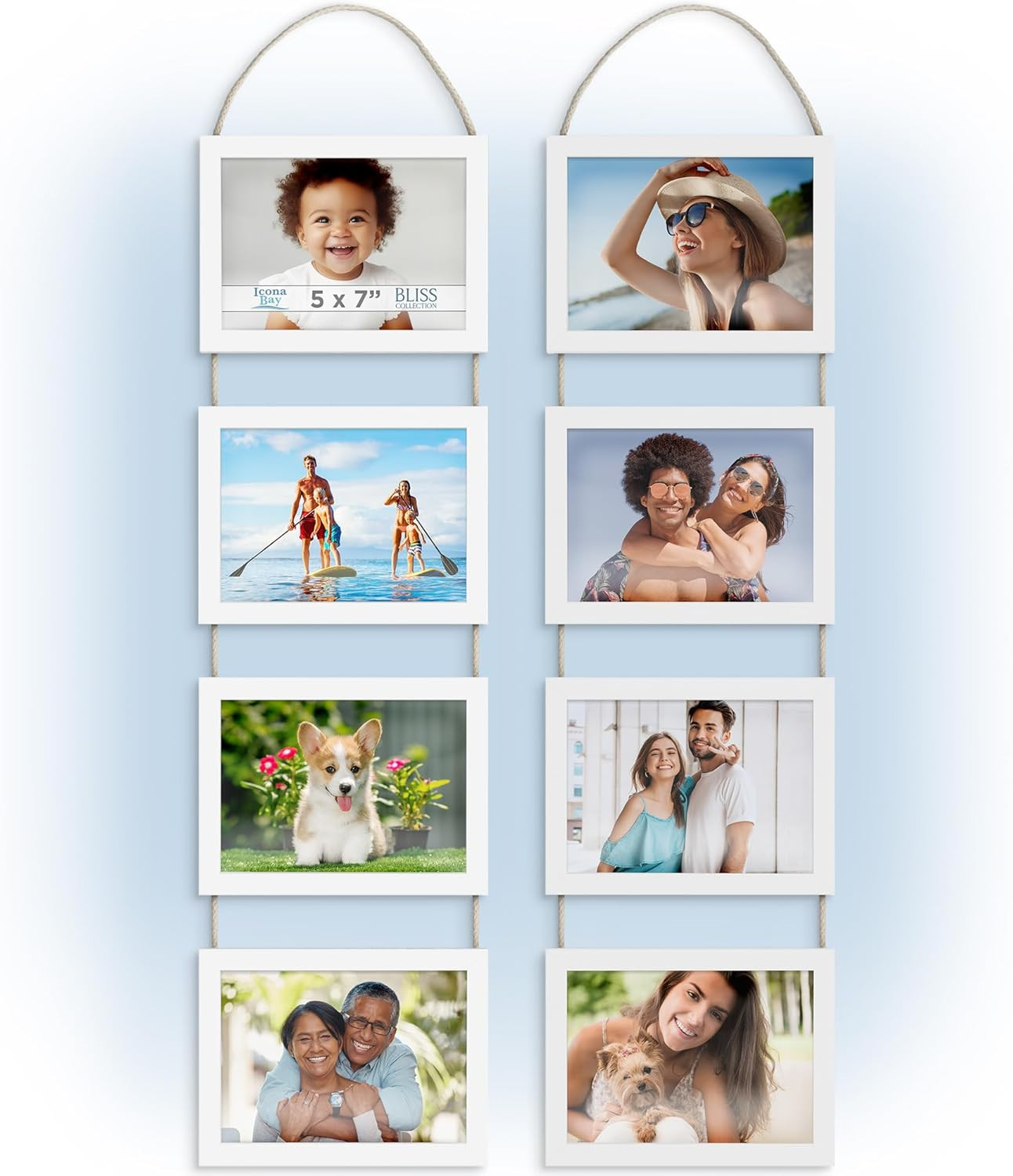2-PK 5×7 Wall Hanging Collage Picture Frames w/ Total 8 Openings Engineered Wood