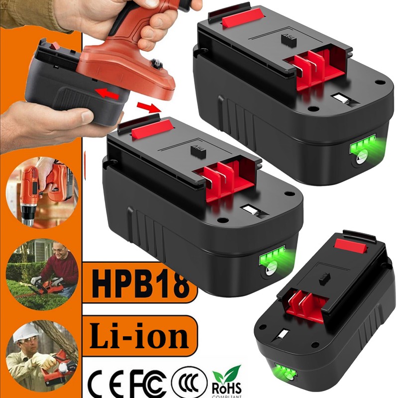 1-2Pack 18V 8.0Ah For Black and Decker 18 Volt Li-ion Battery HPB18 HPB18-OPE