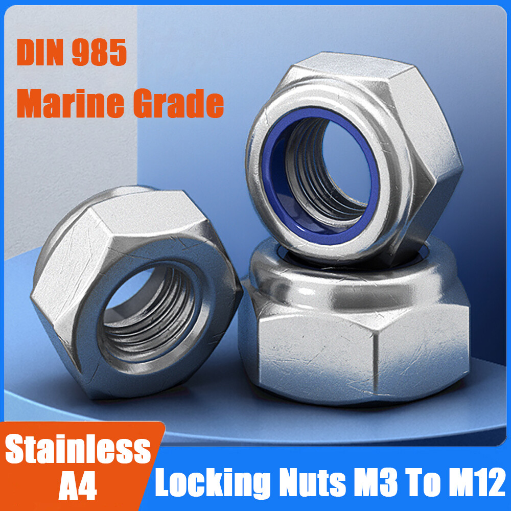 NYLOC NYLON INSERT LOCKING NUTS M3,4,5,6,8,10,12 MARINE GRADE A4 STAINLESS STEEL