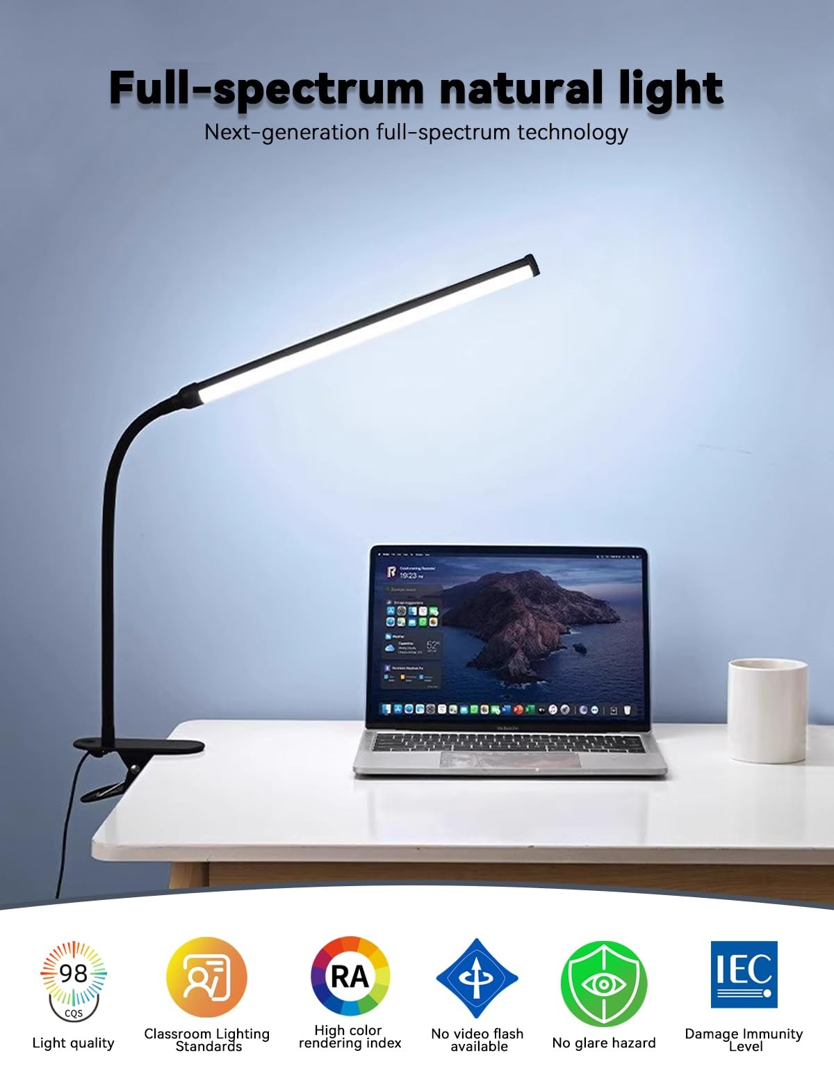 2 Pack Desk Lamp with Clamp,Eye-Friendly Clip on Lights for Home Office Study…