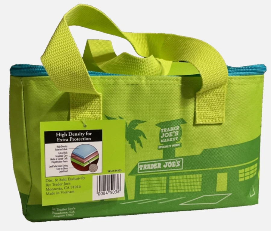 Trader Joe’s Mini Insulated Bag Neon Green with Blue Zipper, Summer 2026 Release