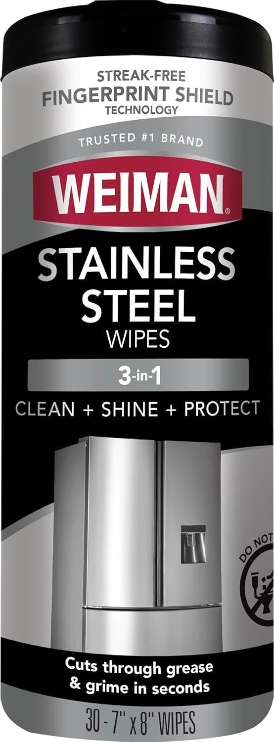 Stainless Steel Cleaner: 30 Count Cleaning Wipes, Removes Dirt, Grime, Grease