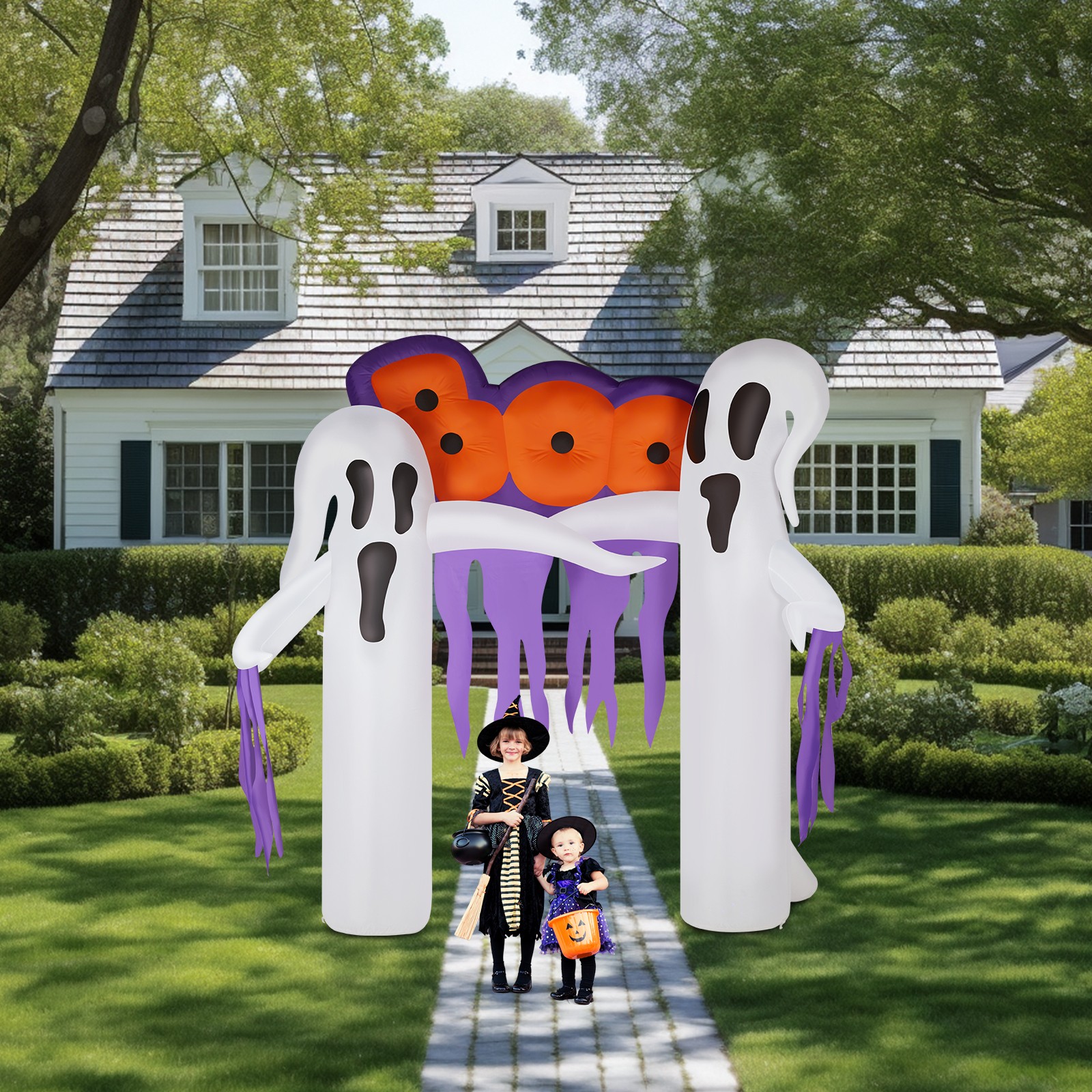 9.8FT Ghost Archway Inflatable Halloween Outdoor Decorations Built-in LED Lights