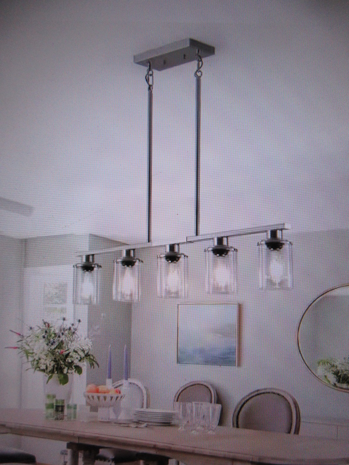 MENCOLULU 37 in. 5 Lights Modern Industrial Brushed Nickel Chandelier w Shades