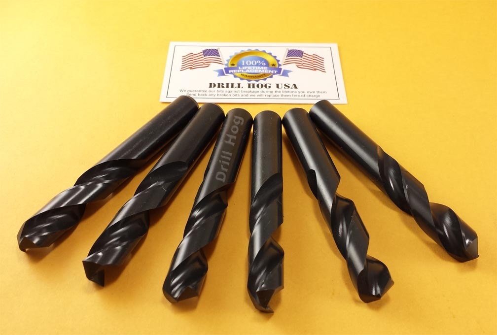 1/2″ Stubby Bit Machine Screw Length Stub Bit Drill Hog Lifetime Warranty 6 Pcs