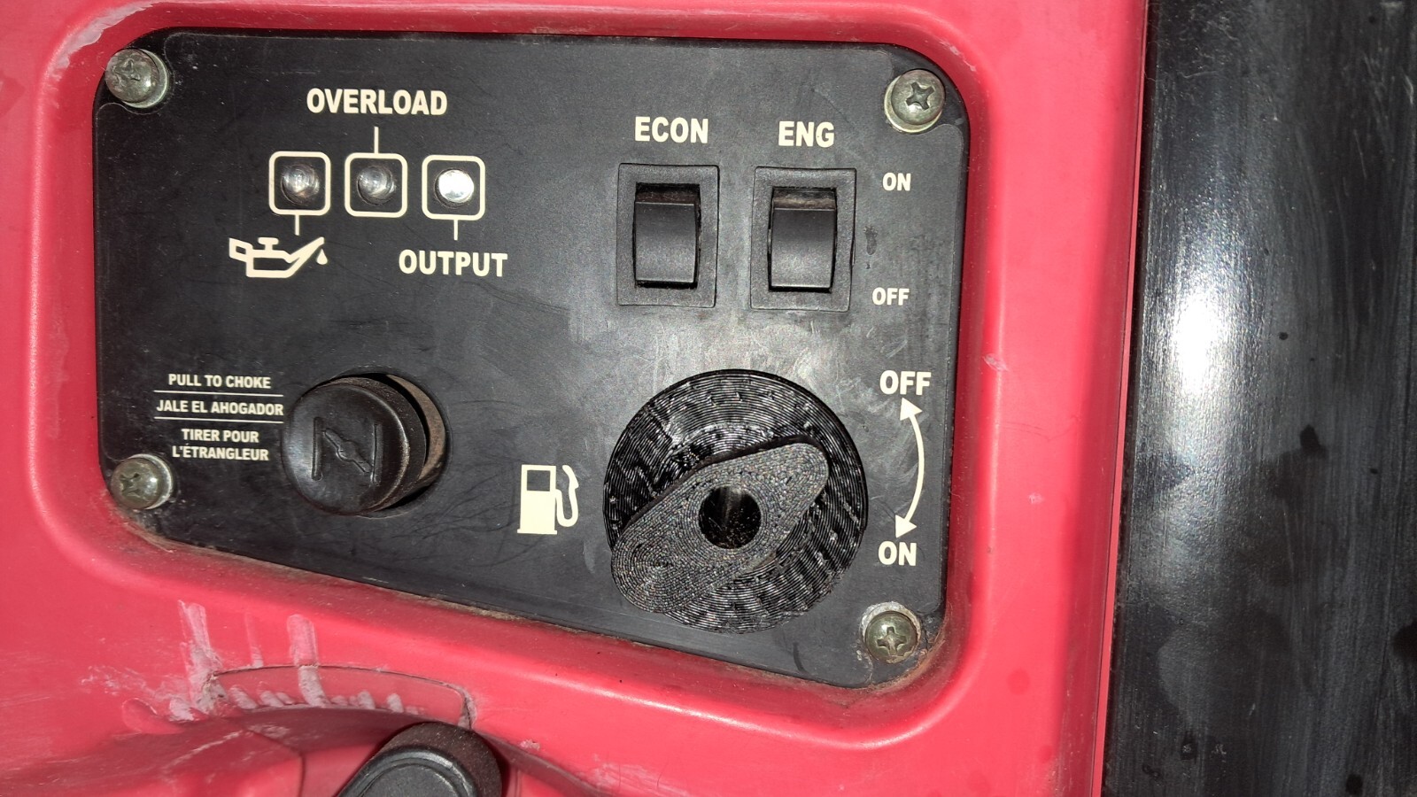 Champion 2000w stackable generator knob fuel switch + screw – 3D print part