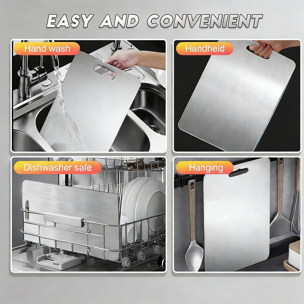 Stainless Steel Cutting Board Double-Sided Titanium Chopping Board for Kitchen