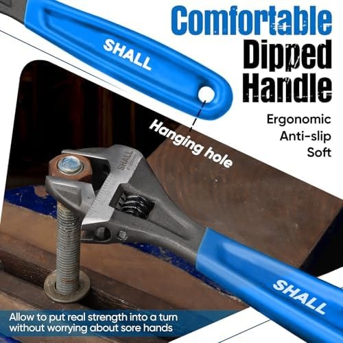 SHALL 3-Piece Adjustable Wrench Set, 10/8/6 Inch Cr-V Steel Wrench with Cushi…